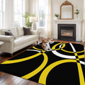 Modern Abstract Art 6x9 Area Rug for Living Room Bedroom, Yellow White Geometric Circle Washable Rugs Absorbent Non-Slip Indoor Large Carpet for Dining Room Home Office Decor