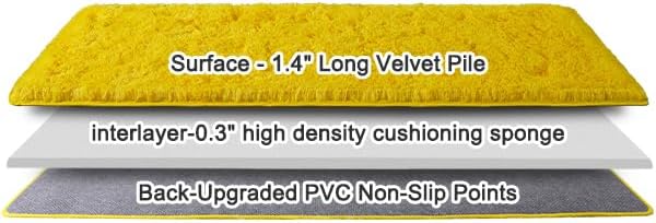 2X6Ft Runner Rug Non-Slip Hallway Rug Bedroom Bedside Carpet Yellow