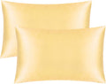 2 Pack Zippered Satin Queen Pillowcases, Yellow