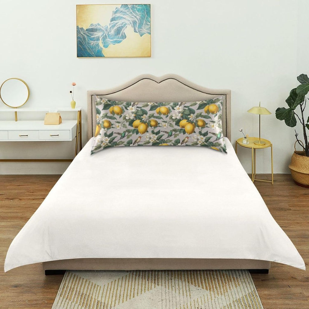 Satin Pillowcase 1 Pack Lemon Yellow Citrus Fruits (56) Similar to Silk Pillow Cases, 20" x 26" Soft Smooth Breathable Cool Pillow Cover for Hair and Skin, Standard Size