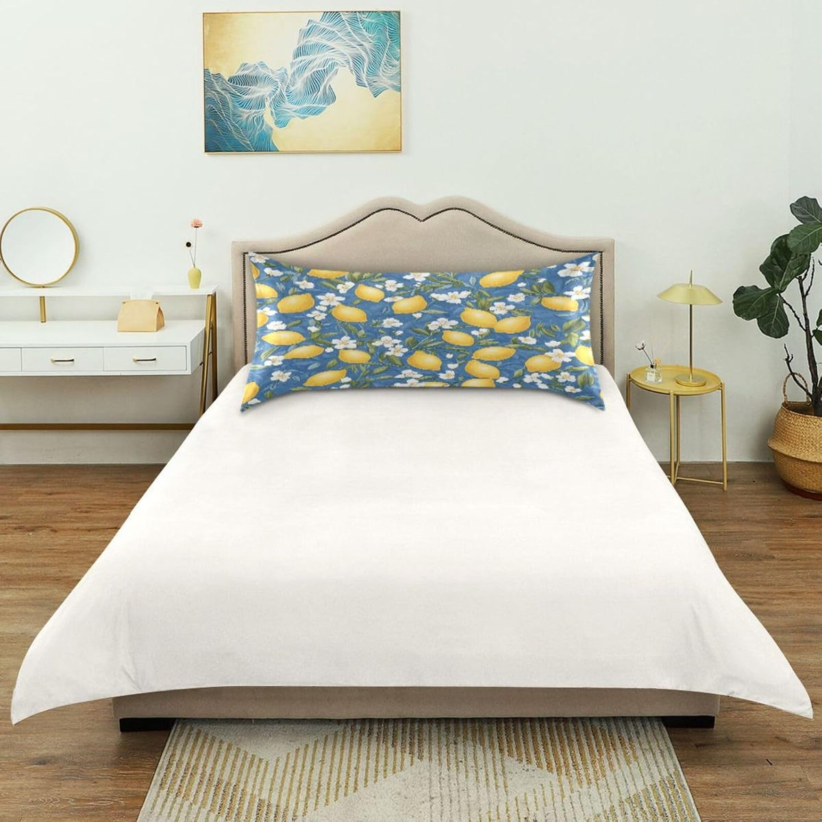 Yellow Lemons Satin Pillowcase for Hair and Skin Silk Pillowcase - Slip Cooling Satin Pillow Covers with Envelope Closure, Standard Size(20x26 inches)#238