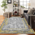Yellow Grey Striped Pattern Modern Abstract Area Rug 3x5 Non Shedding Faux Wool Neutral Rug for Living Room Bedroom Diningroom Soft Shag Plush Throw Carpet Home Office Kitchen Indoor Rug Runner