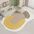 Yellow Brown Abstract Contemporary Modern Area Rug 4x6 Minimalist Line Pattern Living Room Bedroom Carpet Ultra Low Pile Boho Rug for Home Office Kitchen