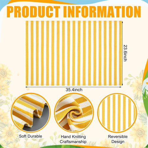 2' X 3' Yellow and White Fall Vertical Stripe Outdoor Rug