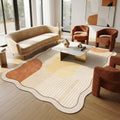 5x7 Unique Minimalist Geometric Cream Style Beige Orange Yellow Irregular Shaped Rug for Living Room Bedroom Diningroom Soft Wool Foldable Quick Dry Carpet Under Table Office Aesthetic Floor Rug