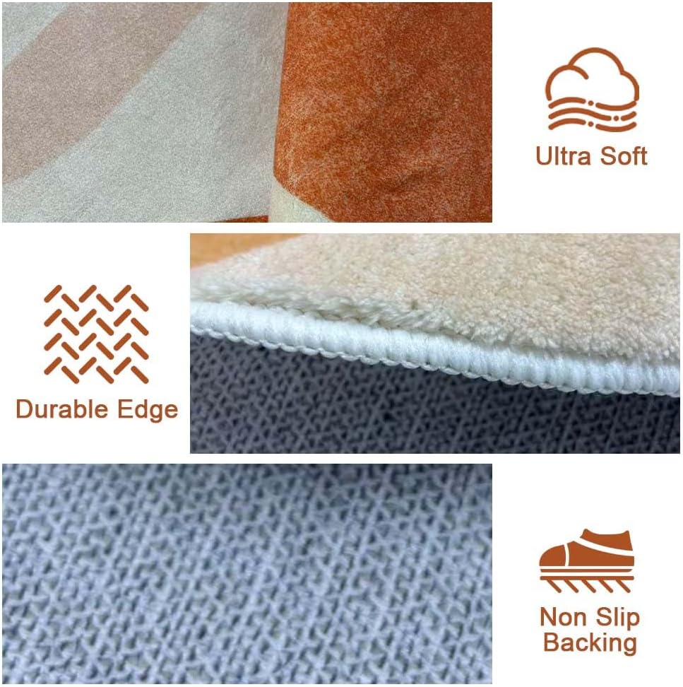 5x7 Unique Minimalist Geometric Cream Style Beige Orange Yellow Irregular Shaped Rug for Living Room Bedroom Diningroom Soft Wool Foldable Quick Dry Carpet Under Table Office Aesthetic Floor Rug
