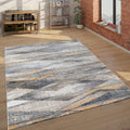 Modern Rug for Living Rooms Abstract Design, 3D Effect in Grey Yellow, Size:2'8" x 4'11"