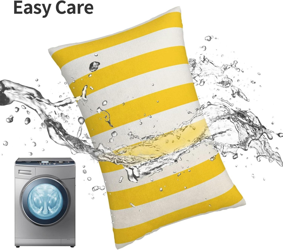 Lemon Yellow Stripes Standard Pillowcases Sets of 2, Ultra Soft Microfiber Plush Pillow Cases 20"X30" Comfort Decorative Throw Pillow Cover with Hidden Zipper for Bedroom, Sofa, Couch