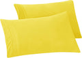 Solid Pillowcases 1500 Premium Hotel Quality Microfiber - Smooth Weave, Wrinkle and Stain Resistant, Easy Slip-On, 2-Piece Set, Standard/Queen Pillowcase, Yellow