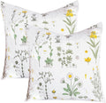 Sanracie Cotton Euro Pillow Shams (26"x26"), Embroidery Pattern Pillow Cases Extra Soft Breathable Zipper Closure Quilted Pillow Covers, Yellow Flowers, 2 Pcs