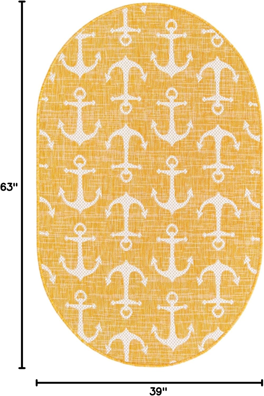 Outdoor Coastal Collection Area Rug - Ahoy (3' 3" x 5' 3" Oval, Yellow)