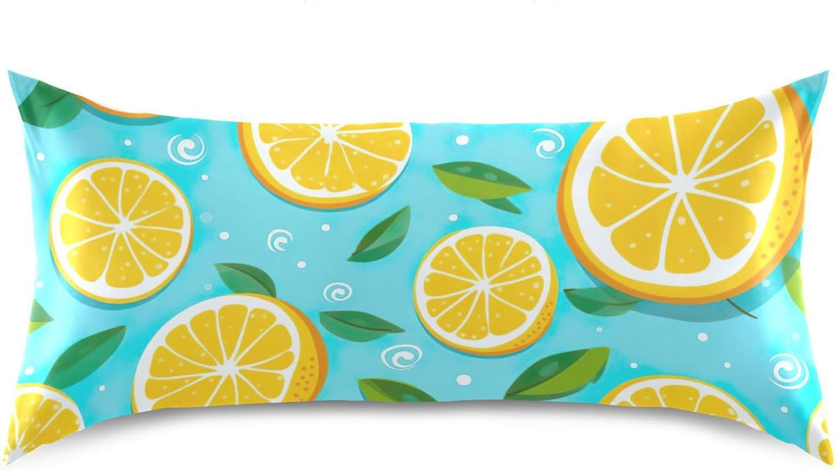 Lemons Yellow Satin Pillowcase for Hair and Skin Body Bedding Pillowcases Standard Size 20"X26" Similar to Silk Pillow Cases with Envelope Closure for Women