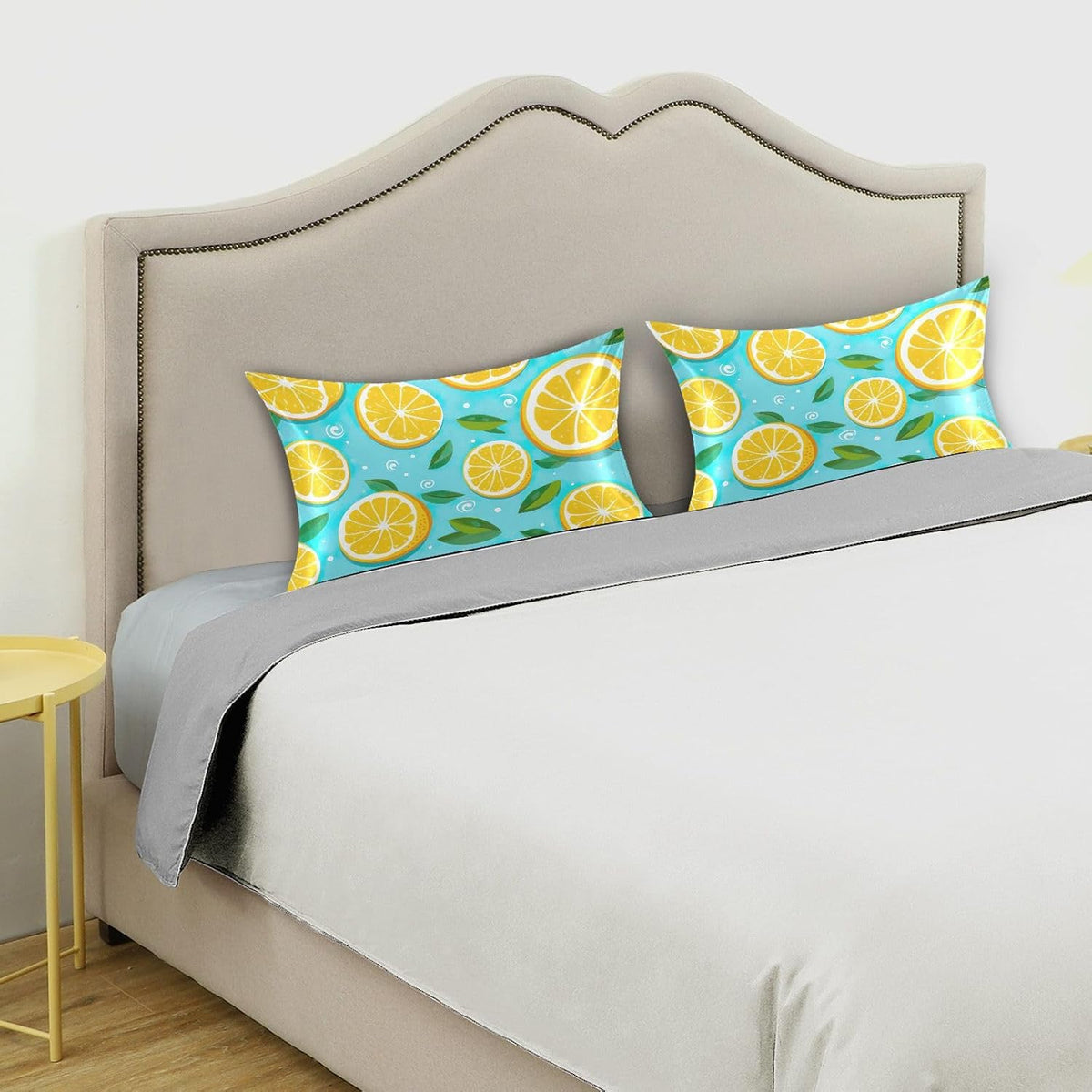 Lemons Yellow Satin Pillowcase for Hair and Skin Body Bedding Pillowcases Standard Size 20"X26" Similar to Silk Pillow Cases with Envelope Closure for Women
