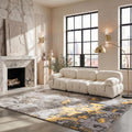 Area Rug 8x10 - Adirondack Collection - Large - Grey & Yellow, Modern Abstract Design, Non-Shedding & Easy Cleaning, Ideal for Living Room, Bedroom, Office, Dining Space (ADR134H)