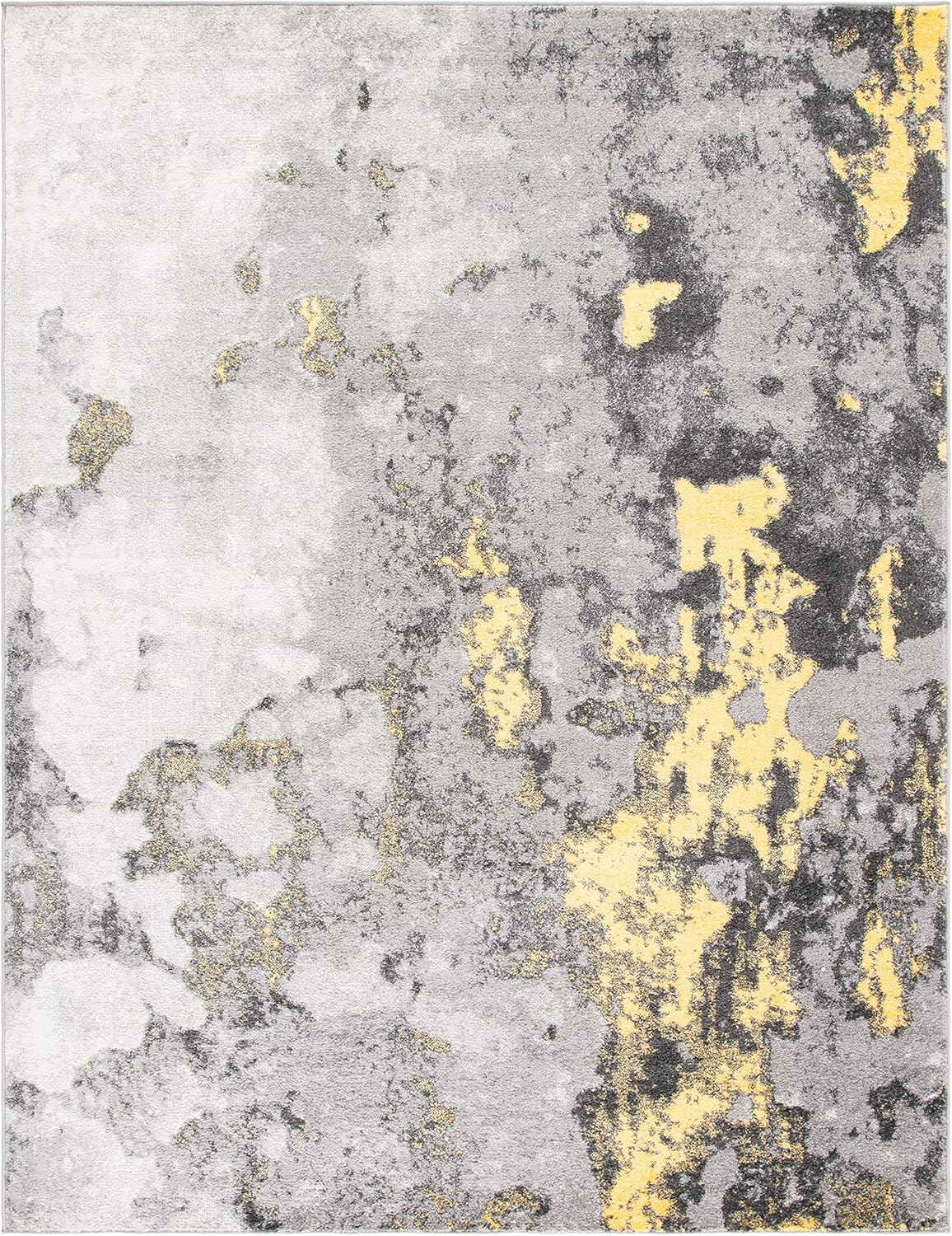 Area Rug 8x10 - Adirondack Collection - Large - Grey & Yellow, Modern Abstract Design, Non-Shedding & Easy Cleaning, Ideal for Living Room, Bedroom, Office, Dining Space (ADR134H)