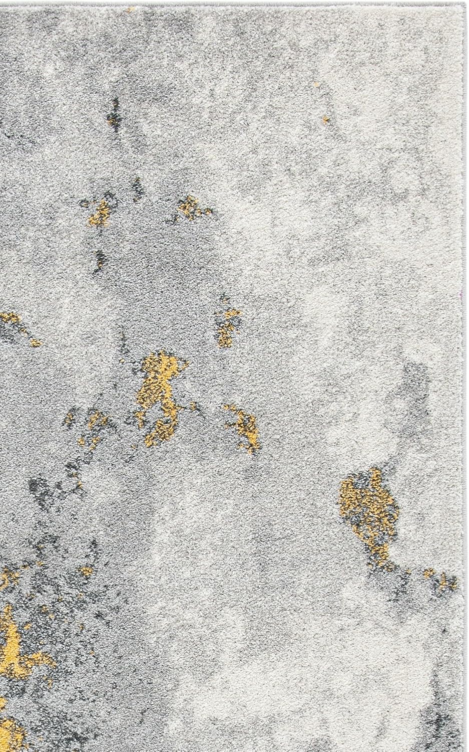 Area Rug 8x10 - Adirondack Collection - Large - Grey & Yellow, Modern Abstract Design, Non-Shedding & Easy Cleaning, Ideal for Living Room, Bedroom, Office, Dining Space (ADR134H)