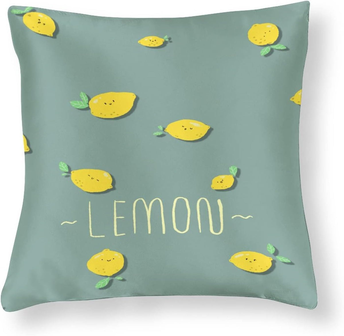 Throw Pillows for Couch 16"x16" Yellow Sweet Lemon Satin Square Throw Pillow Covers Spring Summer Lemon Yellow Decorative Pillow Covers Zippered Pillows for Couch Sofa Patio Furniture Home Decor