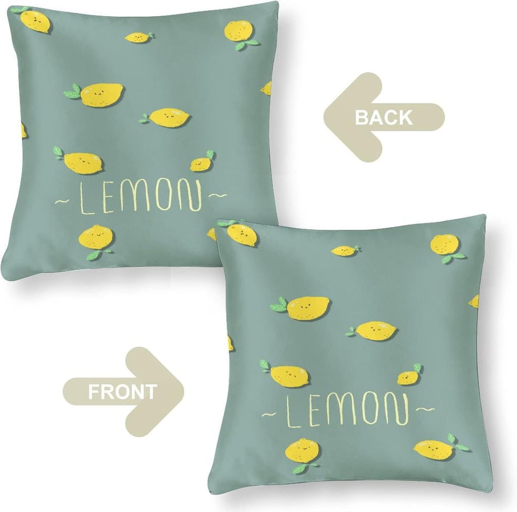 Throw Pillows for Couch 16"x16" Yellow Sweet Lemon Satin Square Throw Pillow Covers Spring Summer Lemon Yellow Decorative Pillow Covers Zippered Pillows for Couch Sofa Patio Furniture Home Decor