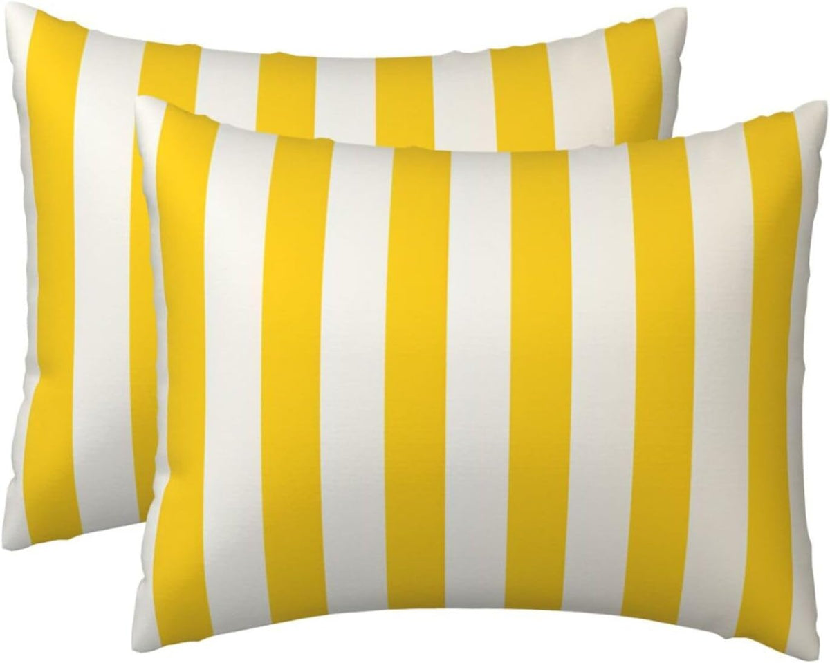 Lemon Yellow Stripes Pillow Cases Set of 2, Standard Pillowcase for Hair and Skin, Super Soft Bed Pillow Protector Covers with Hidden Zipper, 20x26 Inches Pillow Covers for Sleeping Gift