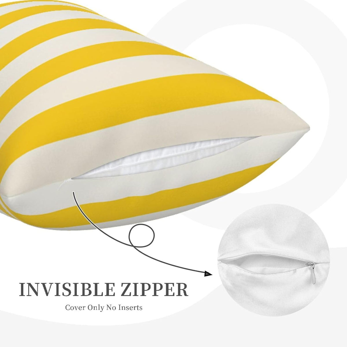 Lemon Yellow Stripes Pillow Cases Set of 2, Standard Pillowcase for Hair and Skin, Super Soft Bed Pillow Protector Covers with Hidden Zipper, 20x26 Inches Pillow Covers for Sleeping Gift