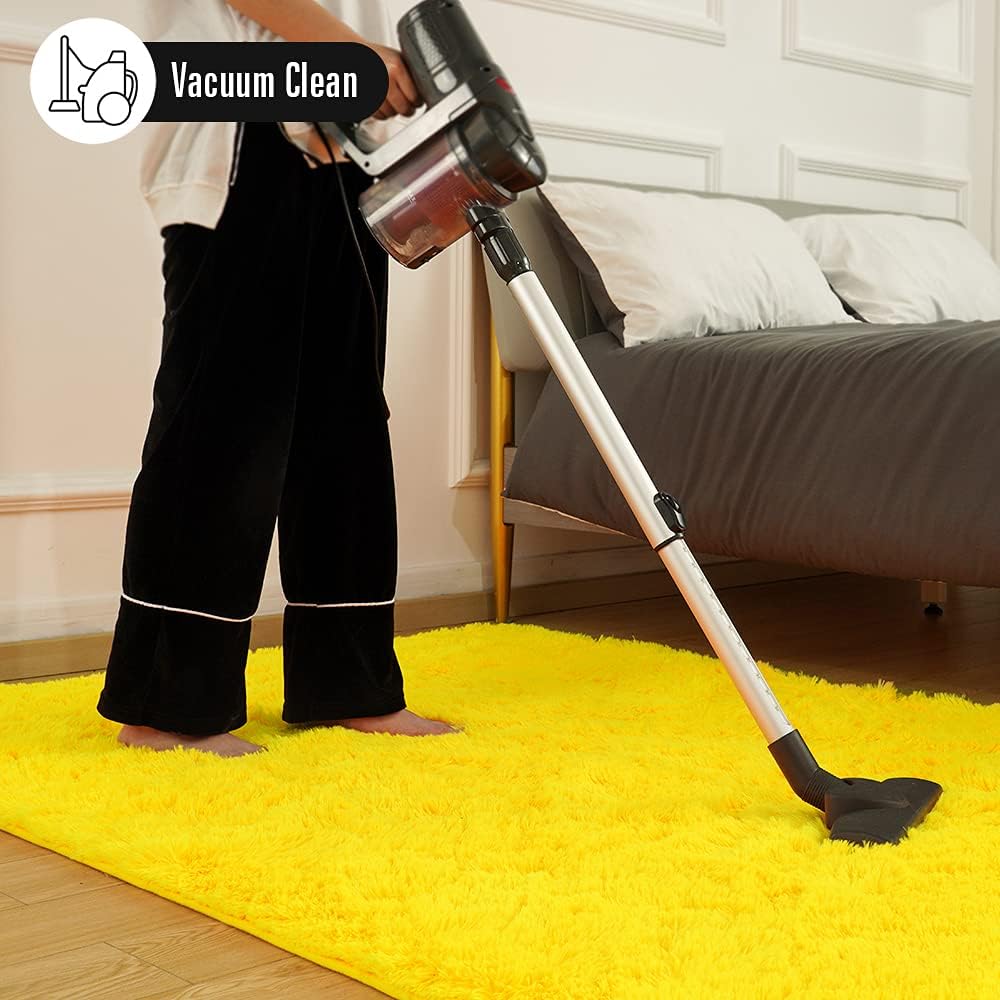 Amearea Premium Soft Fluffy Rug 4x5.3, Fuzzy Area Rugs for Bedroom, Yellow