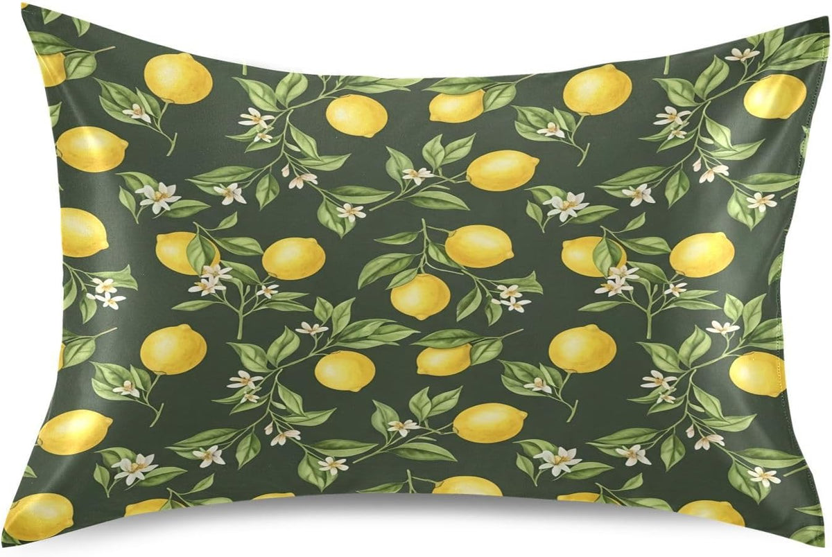 Ripe Yellow Lemons Satin Pillowcase for Hair and Skin Soft Breathable Wrinkle-Free Pillow Cases with Envelope Closure Cooling Pillow Covers for Sleeping Standard Size