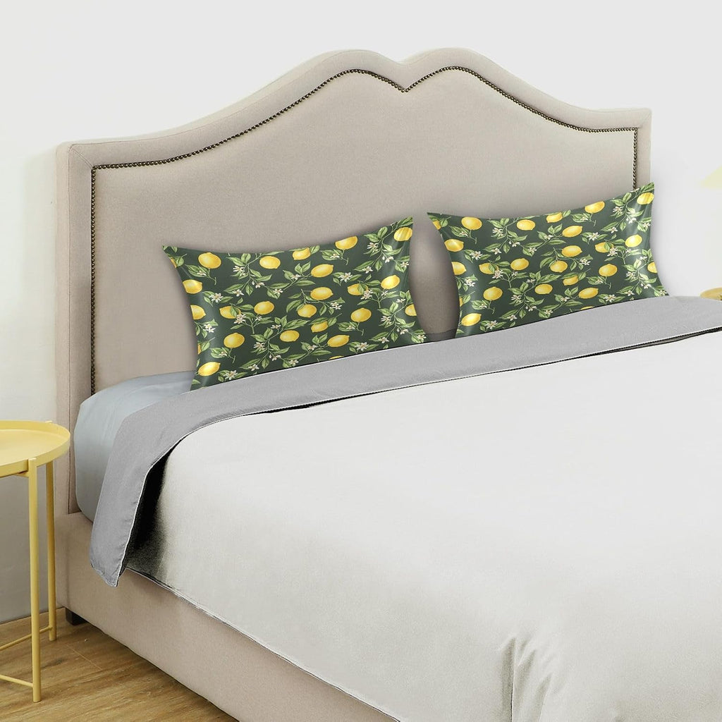 Ripe Yellow Lemons Satin Pillowcase for Hair and Skin Soft Breathable Wrinkle-Free Pillow Cases with Envelope Closure Cooling Pillow Covers for Sleeping Standard Size