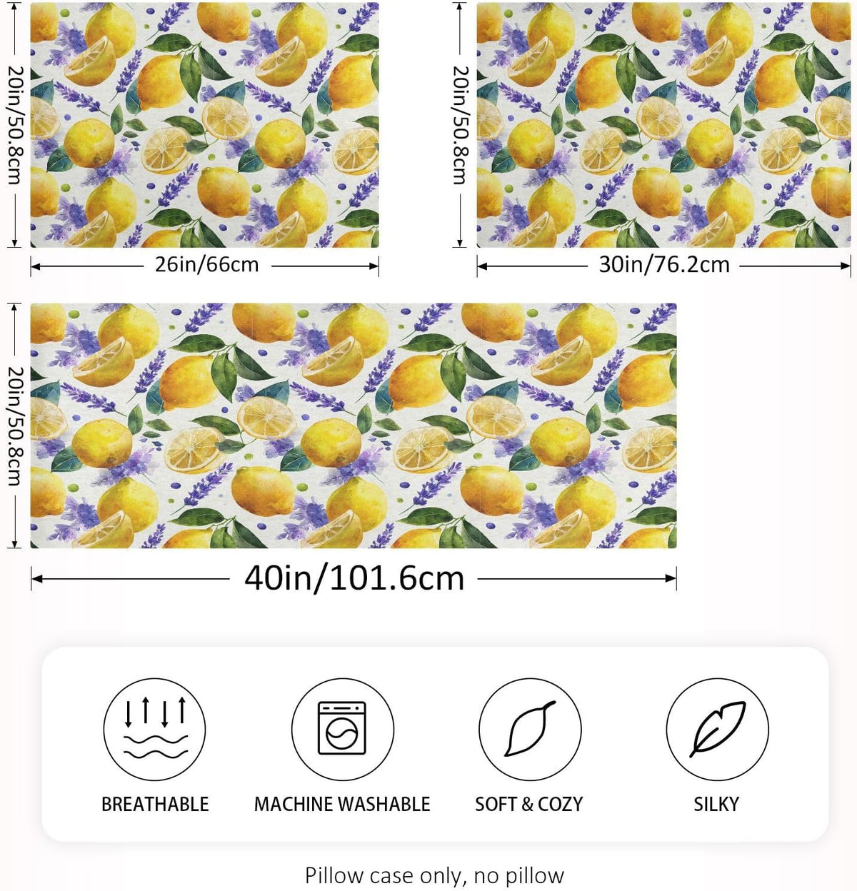 Satin Pillowcase 1 Pack Lemon Yellow Citrus Fruits (72) Similar to Silk Pillow Cases, 20" x 26" Soft Smooth Breathable Cool Pillow Cover for Hair and Skin, Standard Size