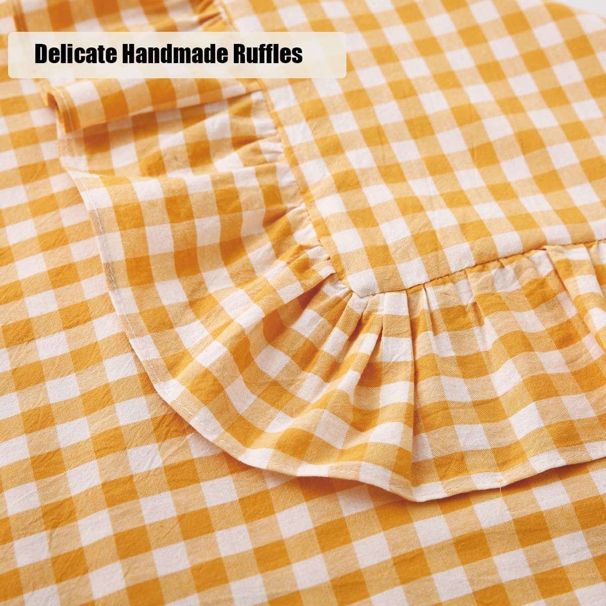 Mustard Yellow Gingham Ruffle Pillow Shams Standard Size Set of 2