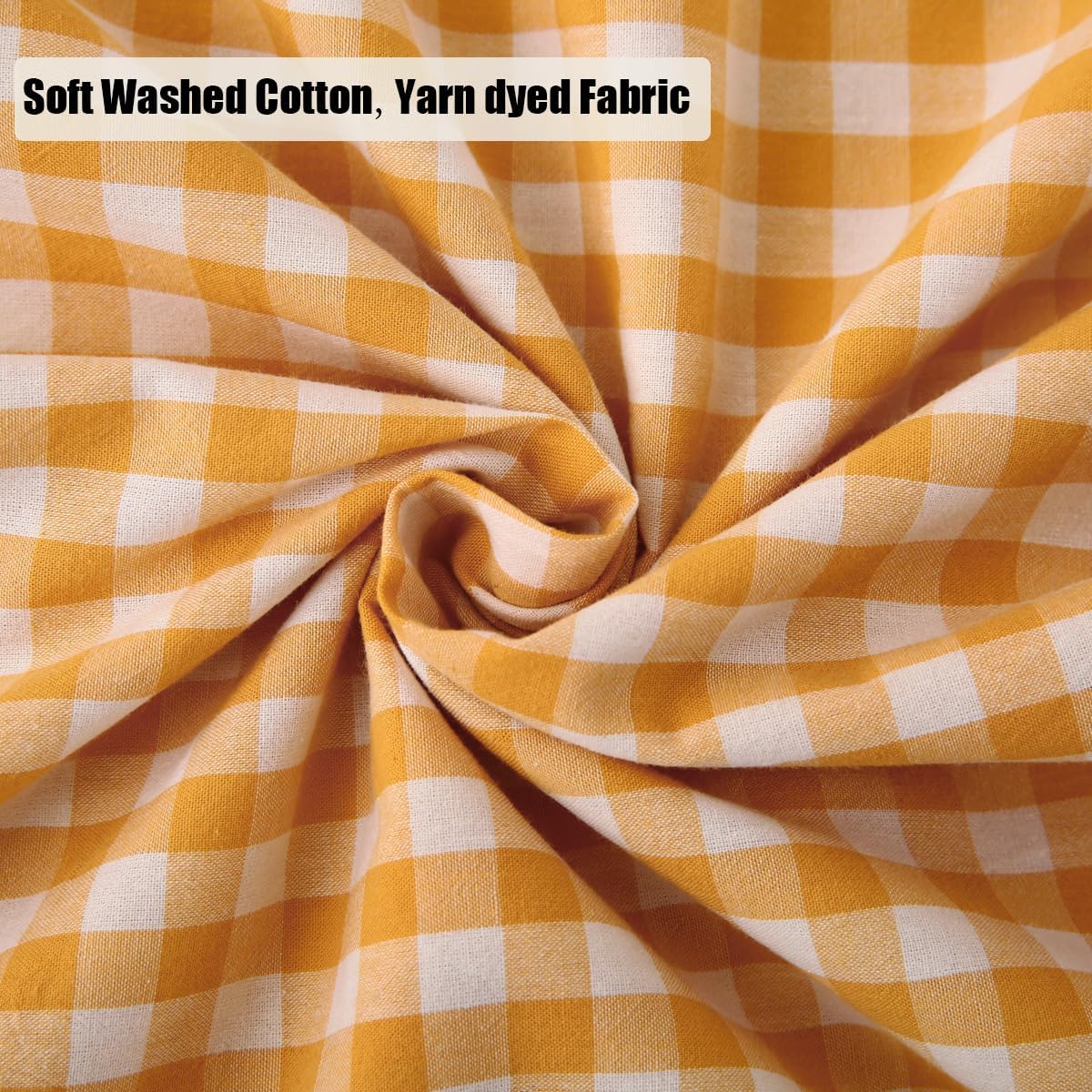 Mustard Yellow Gingham Ruffle Pillow Shams Standard Size Set of 2