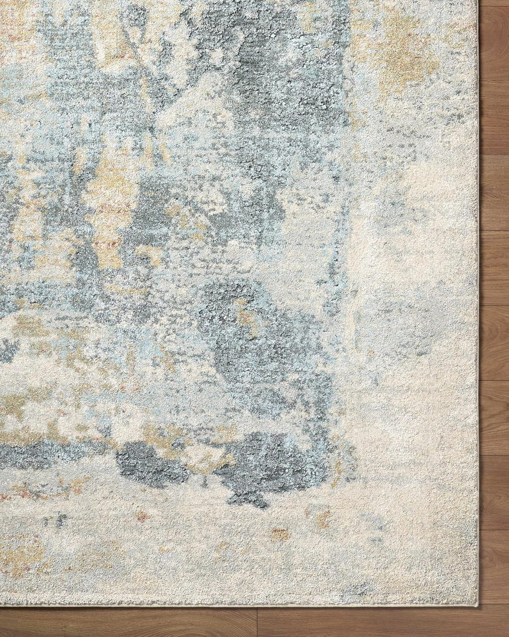 Alanna Area Rug - Abstract Distressed Faded Marble Watercolor - Contemporary Modern Transitional Minimalist Mid-Century - High Pile - Light Gray, Beige, Gray, Cream, Yellow - 5'3" x 7'
