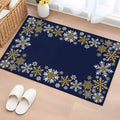 Retro Yellow Snowflake 2x3 Area Rugs for Living Room, Winter Christmas Navy Background Non Slip Floor Mat Washable Low-Profile Indoor Carpet for Bedroom, Dining Room, Bathroom