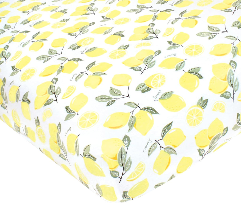 Unisex Baby Cotton Fitted Crib Sheet, Lemon, One Size