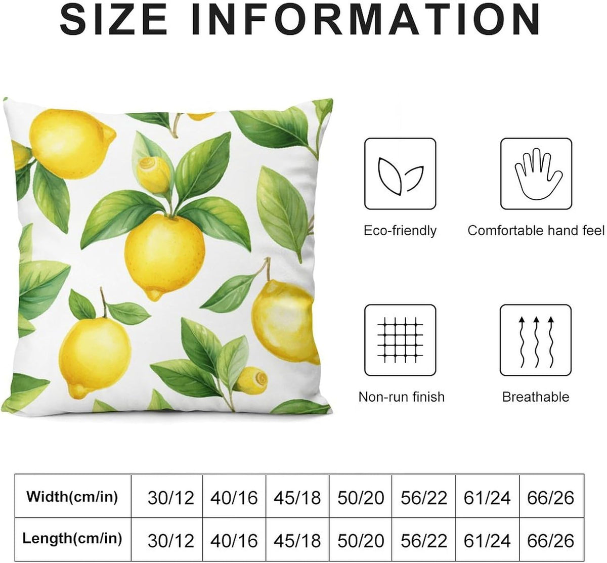 Pillow Protectors with Zipper Standard Size Watercolor Lemon with Green Leaves Pattern Pillowcase Yellow Green Lemon Outdoor Sofa Cushion Cover Modern Decor for Sofa Couch 24 "x24
