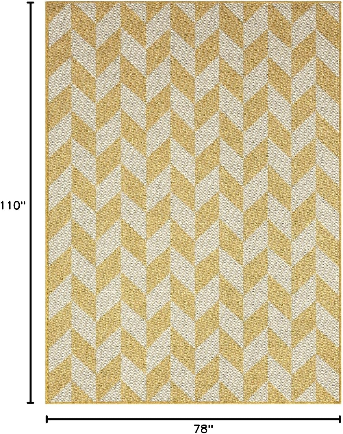 New York Patio Country Calla Contemporary Herringbone Indoor/Outdoor Area Rug, Yellow/Cream, 6'6"x9'2"