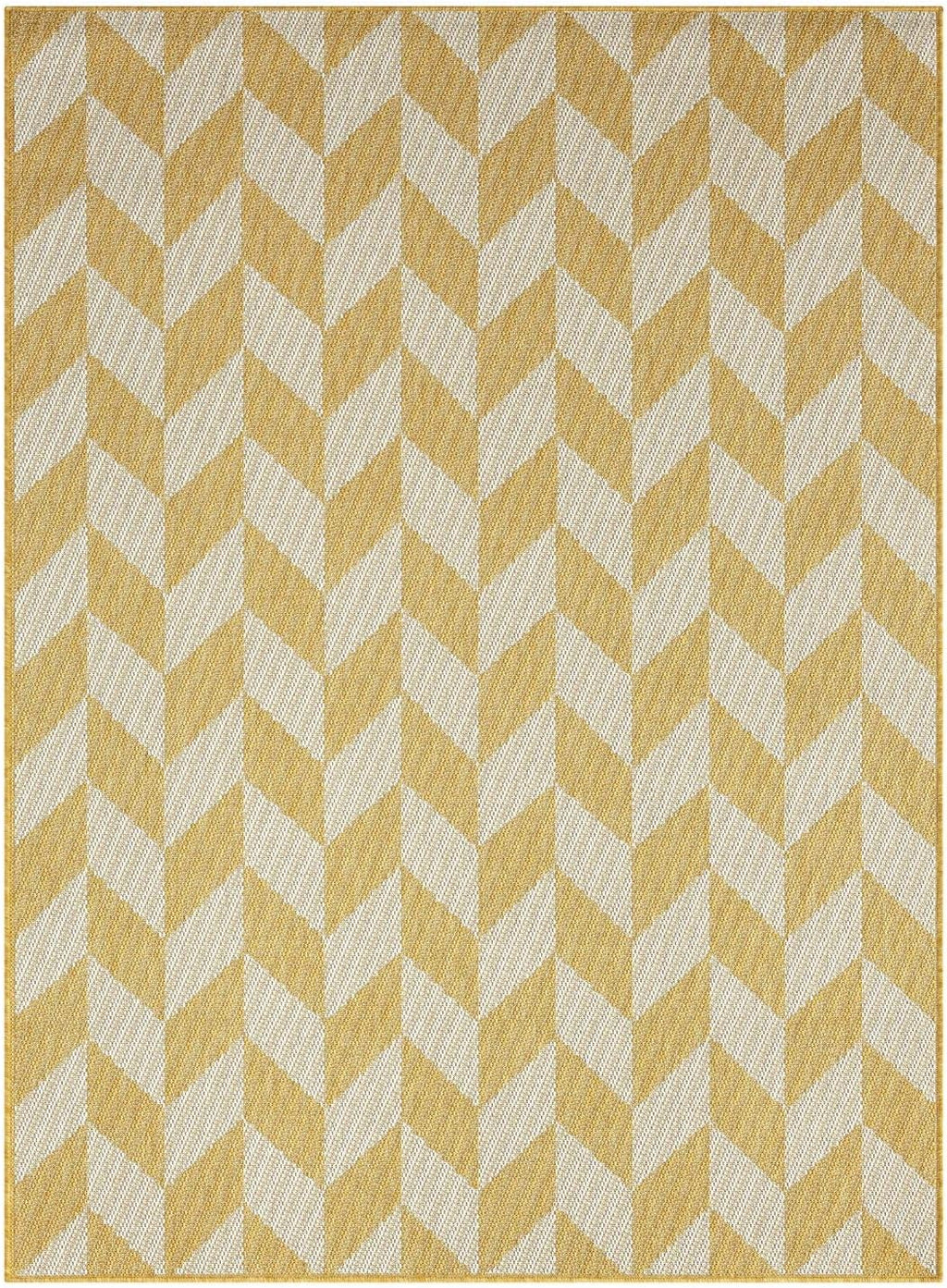 New York Patio Country Calla Contemporary Herringbone Indoor/Outdoor Area Rug, Yellow/Cream, 6'6"x9'2"