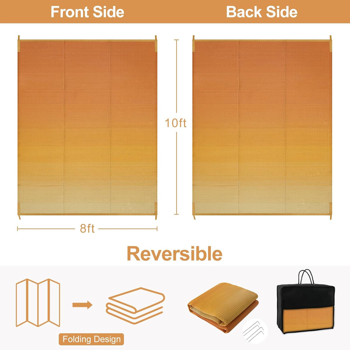 Waterproof RV Outdoor Rugs for Camping 8x10,Reversible Plastic Rug