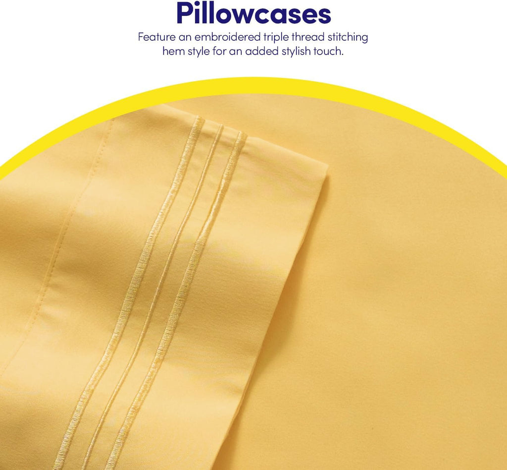 1500 Supreme Collection Queen Sheet Sets Yellow - Luxury Hotel Bed Sheets and Pillowcase Set for Queen Mattress - Extra Soft, Elastic Corner Straps, Deep Pocket Sheets, Queen Yellow