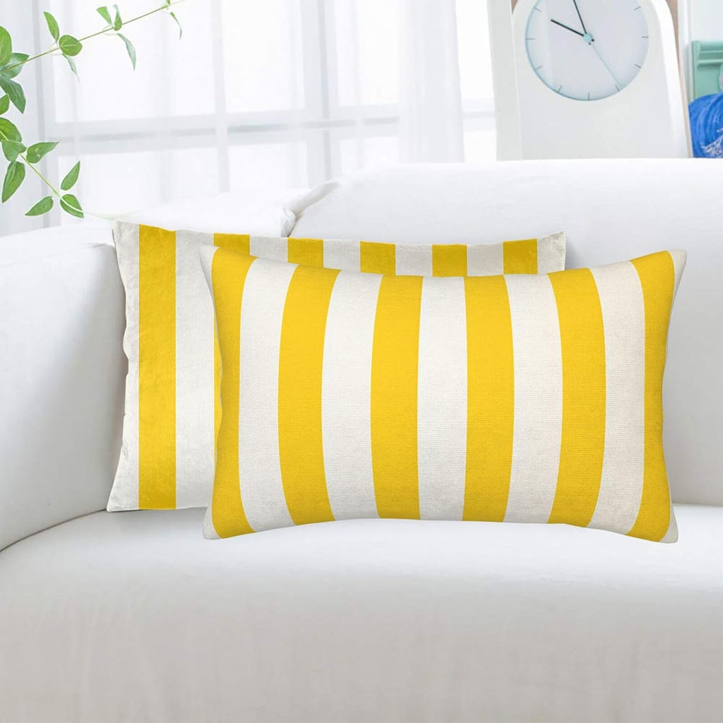 Lemon Yellow Stripes Standard Pillowcases Sets of 2, Ultra Soft Microfiber Plush Pillow Cases 16"X24" Comfort Decorative Throw Pillow Cover with Hidden Zipper for Bedroom, Sofa, Couch