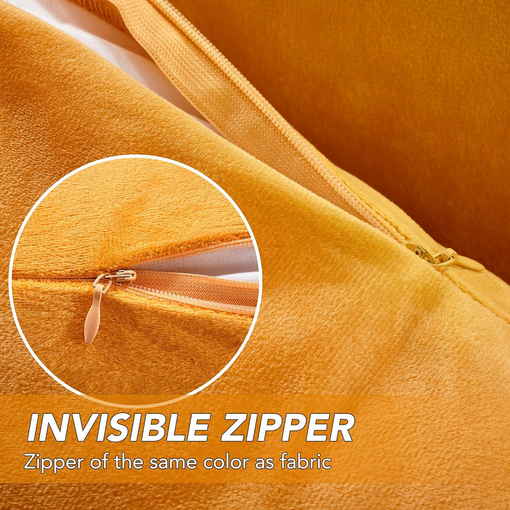 Velvet Throw Pillow Covers for Couch and Sofa, Invisible Zipper