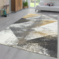 Area Rug Abstract Geometric Pattern in Modern Yellow Grey, Size: 3'11" x 5'7"