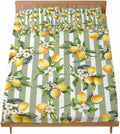 3 Pieces Twin Fitted Sheet Set, Vintage Farm Lemon Flowers Deep Pocket Up to 16", Yellow Fruit on Sage Green Stripe Soft Elastic Bed Sheets and Pillow Cases Secure Fit