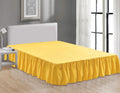 Sheets & Beyond Wrap Around Solid Microfiber Luxury Hotel Quality Fabric Bedroom Gathered Ruffled Bedding Bed Skirt 14 Inch Drop (King, Yellow)