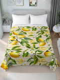 Twin Flat Sheet Only,Farm Fruits Lemon Floral Top Sheet Breathable Soft Brushed Polyester Microfiber Bed Sheets,Yellow Wood Texture Hotel Luxury Bedding Sheets for Women,Men,Teens