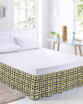 Yellow Lemons Bed Skirt Queen Size 16 Inch Drop, Adjustable Elastic Wrap Around Bed Skirts Easy Fitting Dust Ruffle Bedskirt Bed Frame Cover Summer Botanical Black White Checkered
