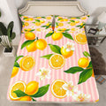 Yellow Lemon Fitted Sheet Queen Size for Kids Boys Girls Citrus Bed Sheets Set 16" Deep Pocket Soft Breathable Microfiber Botanical Lemon Pattern Bedding with 2 Pillowcases Tropical Fruit