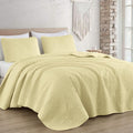 Austin King Oversized Bedspread Set, 3-Piece Pinsonic Quilted Lightweight Microfiber Bedspread Coverlet, Pastel Yellow