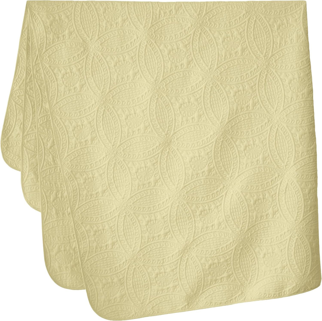 Austin King Oversized Bedspread Set, 3-Piece Pinsonic Quilted Lightweight Microfiber Bedspread Coverlet, Pastel Yellow