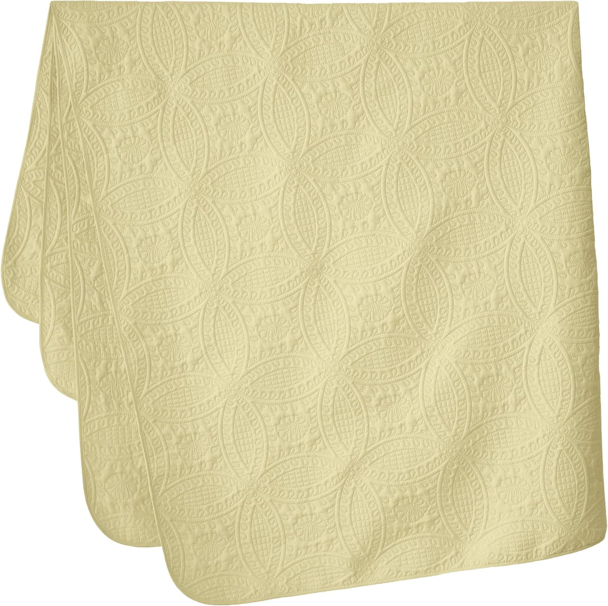 Austin King Oversized Bedspread Set, 3-Piece Pinsonic Quilted Lightweight Microfiber Bedspread Coverlet, Pastel Yellow