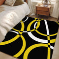 4x6 Modern Abstract Art Area Rug for Bedroom Small Living Room, Washable Low Pile Non Slip Rug Yellow White Geometric Circle